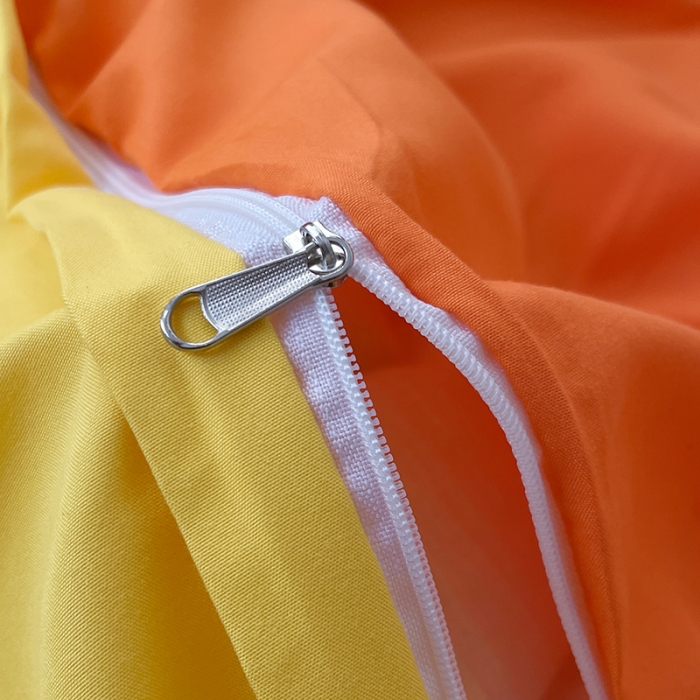 91家纺网 家纺一手货源 找家纺 蓝淋家纺 2023新款双拼水洗棉高级感亲肤四件套/三件套 亮橙黄