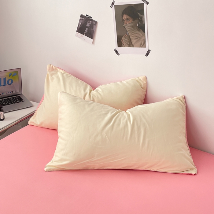 91家纺网 家纺一手货源 找家纺 蓝淋家纺 2023新款双拼水洗棉高级感亲肤四件套/三件套 奶白玉