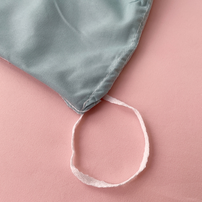 91家纺网 家纺一手货源 找家纺 蓝淋家纺 2023新款双拼水洗棉高级感亲肤四件套/三件套 浅蓝公主粉