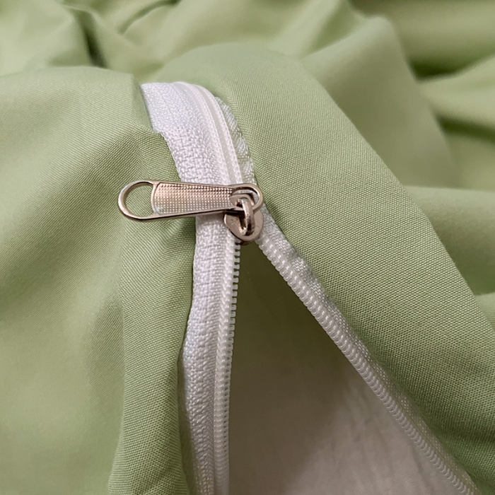 91家纺网 家纺一手货源 找家纺 蓝淋家纺 2023新款双拼水洗棉高级感亲肤四件套/三件套 浅绿