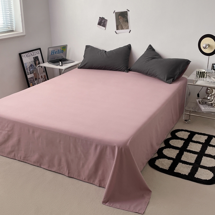 91家纺网 家纺一手货源 找家纺 蓝淋家纺 2023新款双拼水洗棉高级感亲肤四件套/三件套 深灰咖