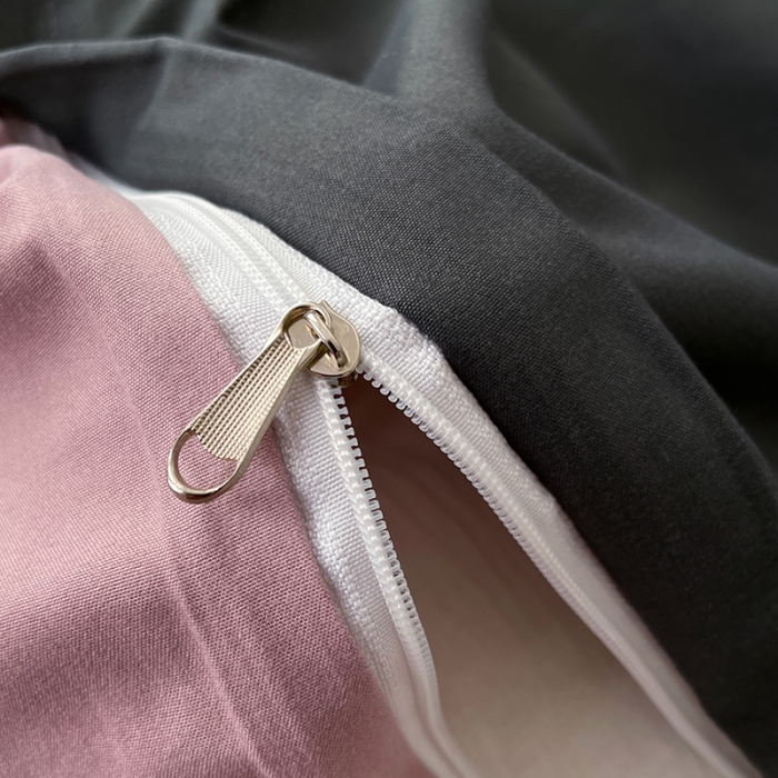 91家纺网 家纺一手货源 找家纺 蓝淋家纺 2023新款双拼水洗棉高级感亲肤四件套/三件套 深灰咖