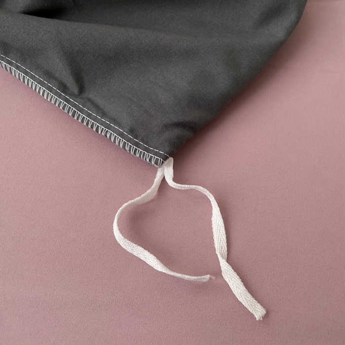 91家纺网 家纺一手货源 找家纺 蓝淋家纺 2023新款双拼水洗棉高级感亲肤四件套/三件套 深灰咖