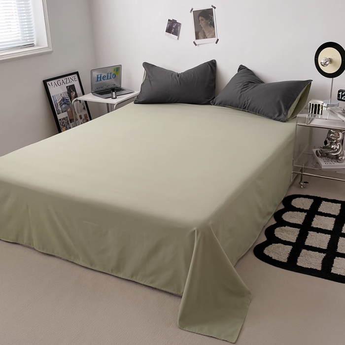 91家纺网 家纺一手货源 找家纺 蓝淋家纺 2023新款双拼水洗棉高级感亲肤四件套/三件套 深灰抹茶