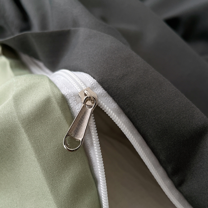 91家纺网 家纺一手货源 找家纺 蓝淋家纺 2023新款双拼水洗棉高级感亲肤四件套/三件套 深灰抹茶