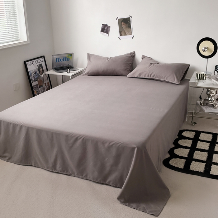 91家纺网 家纺一手货源 找家纺 蓝淋家纺 2023新款双拼水洗棉高级感亲肤四件套/三件套 银灰