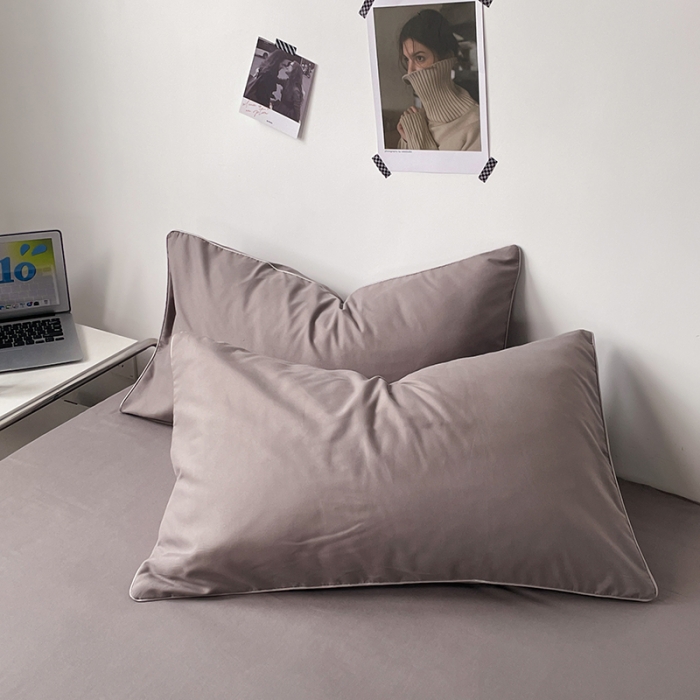 91家纺网 家纺一手货源 找家纺 蓝淋家纺 2023新款双拼水洗棉高级感亲肤四件套/三件套 银灰