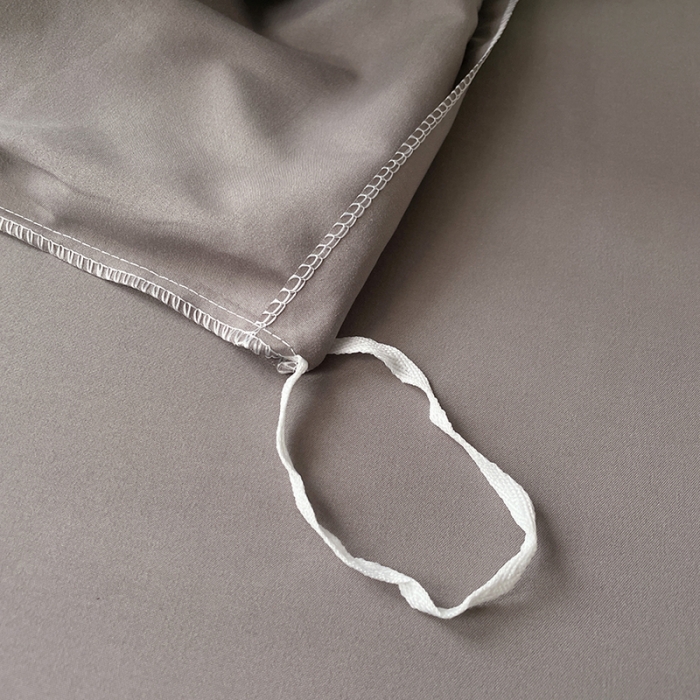 91家纺网 家纺一手货源 找家纺 蓝淋家纺 2023新款双拼水洗棉高级感亲肤四件套/三件套 银灰