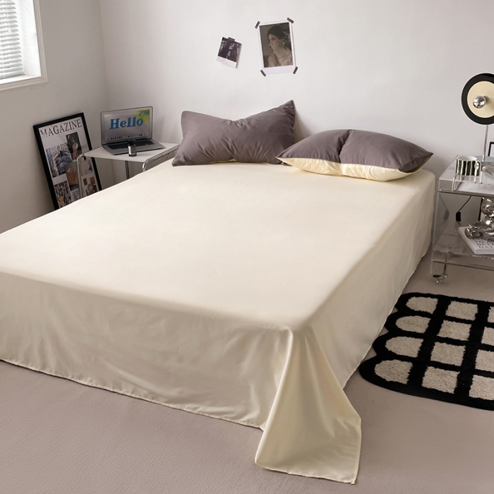 91家纺网 家纺一手货源 找家纺 蓝淋家纺 2023新款双拼水洗棉高级感亲肤四件套/三件套 银灰米