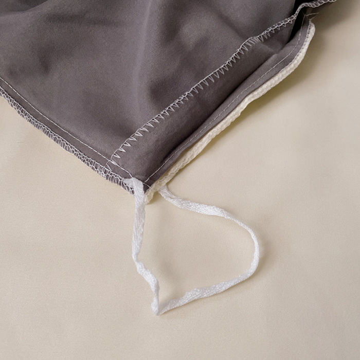 91家纺网 家纺一手货源 找家纺 蓝淋家纺 2023新款双拼水洗棉高级感亲肤四件套/三件套 银灰米