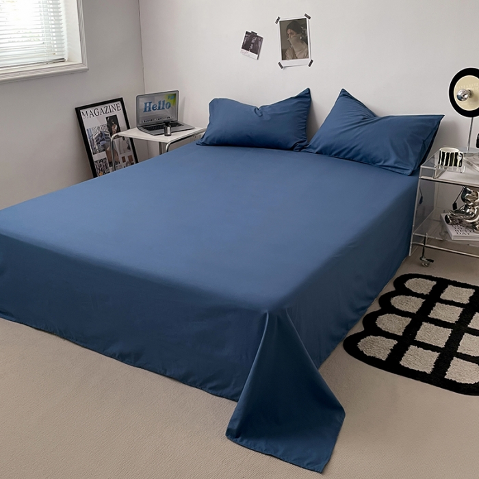 91家纺网 家纺一手货源 找家纺 蓝淋家纺 2023新款双拼水洗棉高级感亲肤四件套/三件套 蓝灰