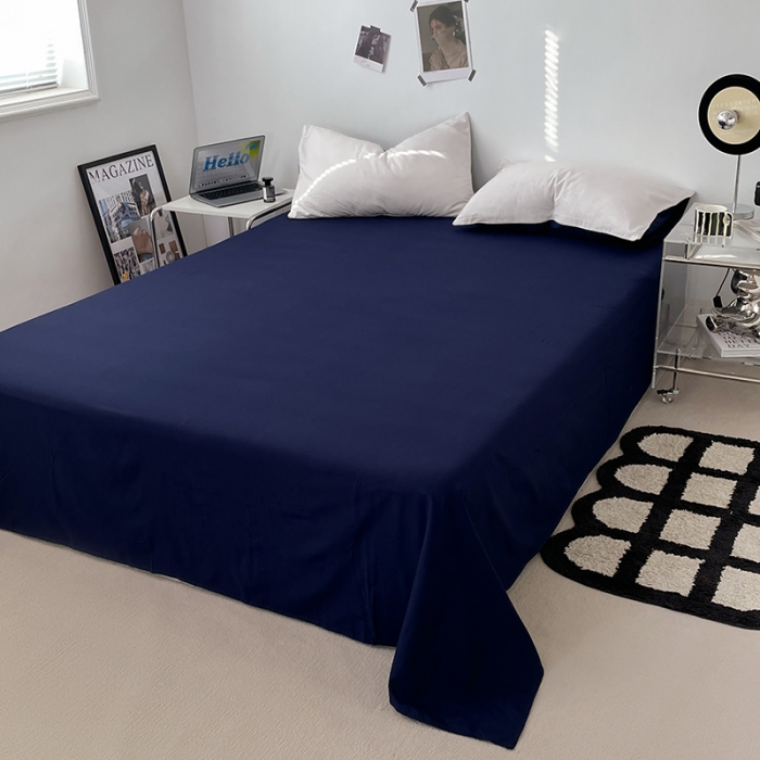 91家纺网 家纺一手货源 找家纺 蓝淋家纺 2023新款双拼水洗棉高级感亲肤四件套/三件套 米白深蓝