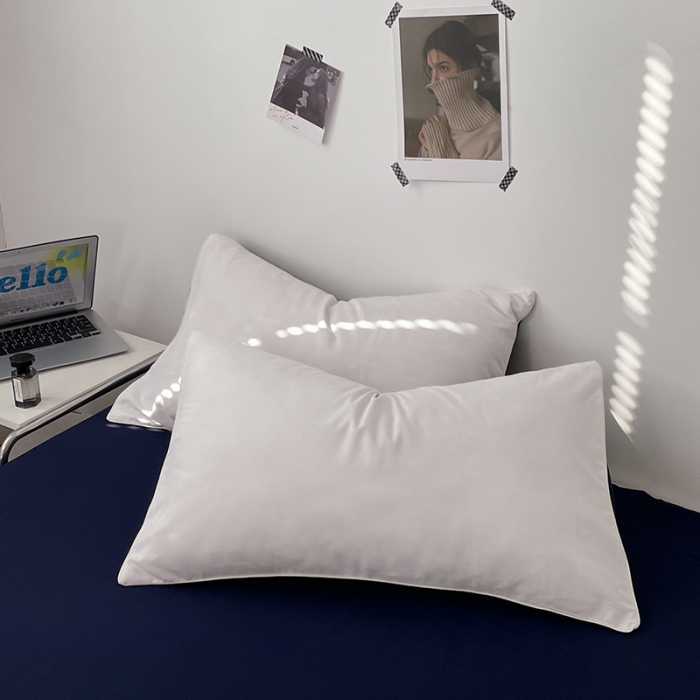 91家纺网 家纺一手货源 找家纺 蓝淋家纺 2023新款双拼水洗棉高级感亲肤四件套/三件套 米白深蓝