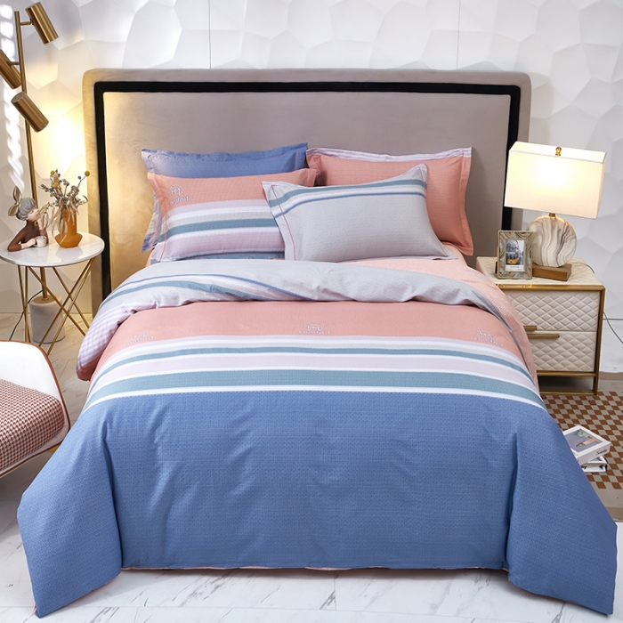 91家纺网 家纺一手货源 找家纺 雲归梦2023新款13372全棉活性大版印花简约居家四件套 葛尔芬-粉