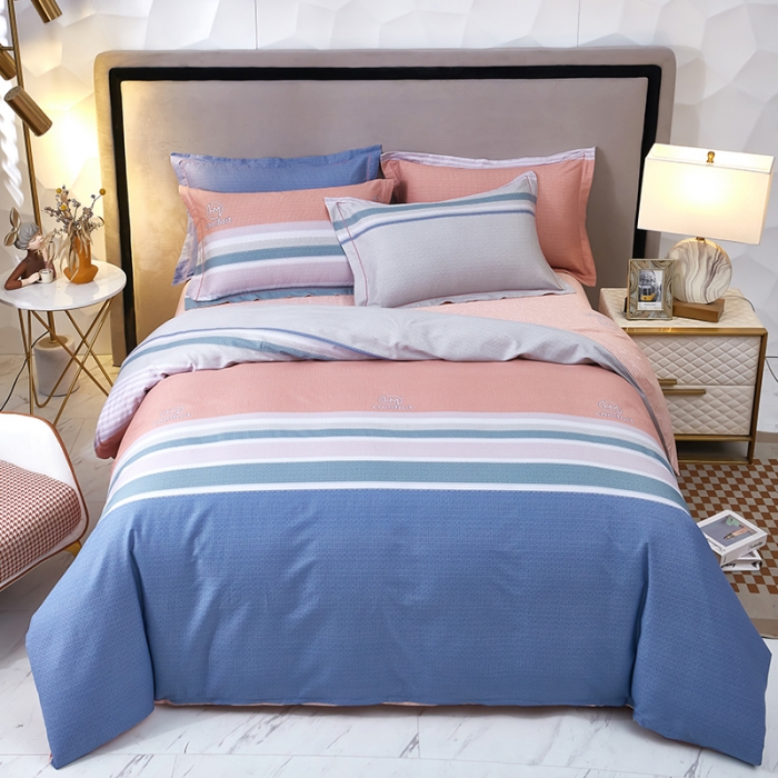 91家纺网 家纺一手货源 找家纺 雲归梦2023新款13372全棉活性大版印花简约居家四件套 葛尔芬-粉