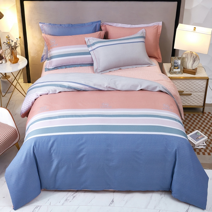 91家纺网 家纺一手货源 找家纺 雲归梦2023新款13372全棉活性大版印花简约居家四件套 葛尔芬-粉