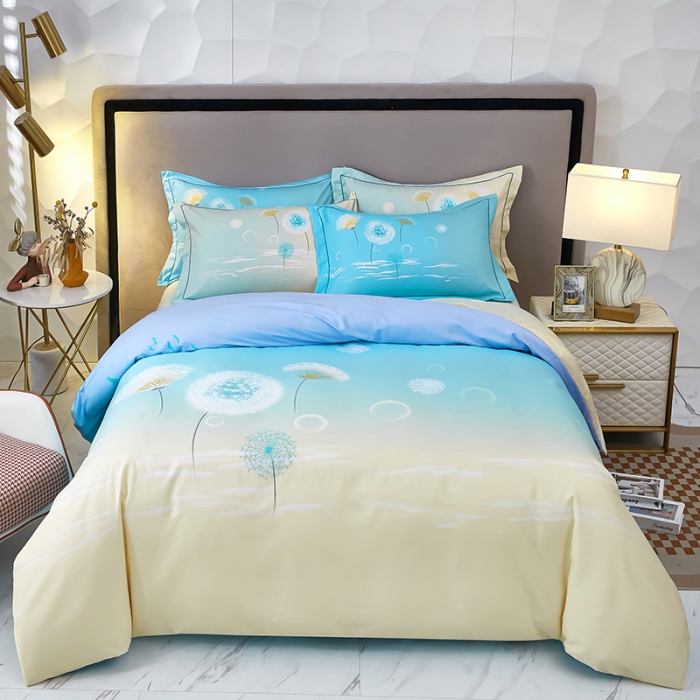 91家纺网 家纺一手货源 找家纺 雲归梦2023新款13372全棉活性大版印花简约居家四件套花罢成絮-兰