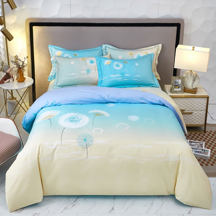 91家纺网 家纺一手货源 找家纺 雲归梦2023新款13372全棉活性大版印花简约居家四件套花罢成絮-兰