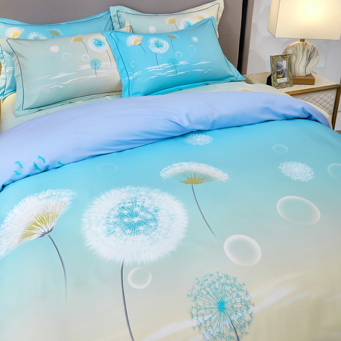 91家纺网 家纺一手货源 找家纺 雲归梦2023新款13372全棉活性大版印花简约居家四件套花罢成絮-兰