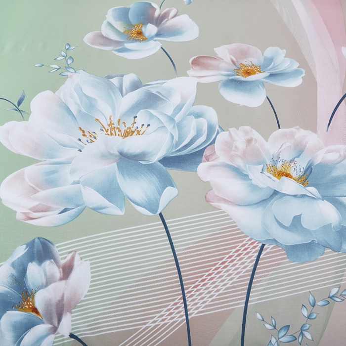 91家纺网 家纺一手货源 找家纺 雲归梦2023新13372全棉活性大版印花简约居家四件套流光韵影-绿粉