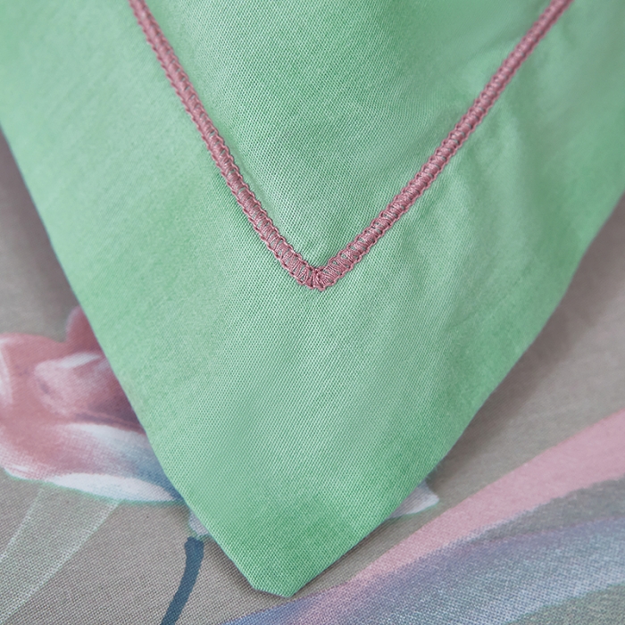 91家纺网 家纺一手货源 找家纺 雲归梦2023新13372全棉活性大版印花简约居家四件套流光韵影-绿粉