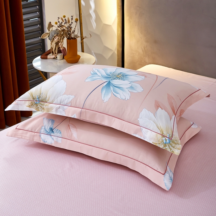 91家纺网 家纺一手货源 找家纺 雲归梦2023新款13372全棉活性大版印花简约居家四件套玛莎之恋-粉