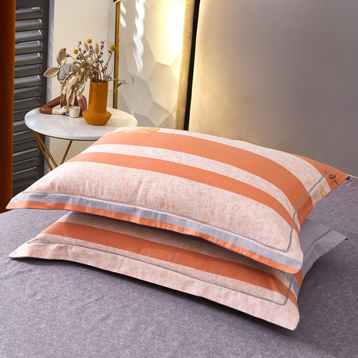 91家纺网 家纺一手货源 找家纺 雲归梦2023新款13372全棉活性大版印花简约居家四件套 欣瑶-橙