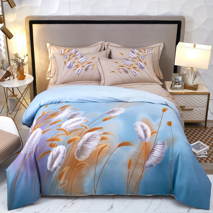 91家纺网 家纺一手货源 找家纺 雲归梦2023新款13372全棉活性大版印花简约居家四件套 逸彩-兰