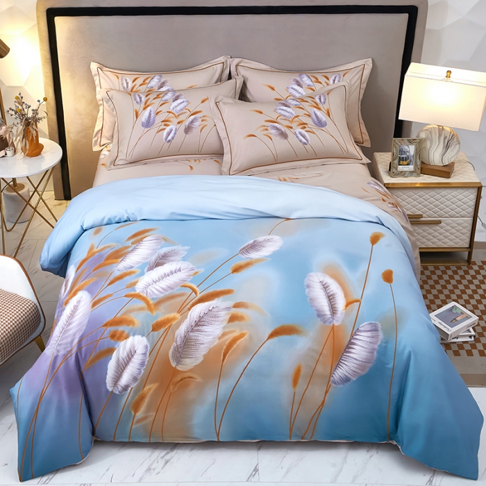 91家纺网 家纺一手货源 找家纺 雲归梦2023新款13372全棉活性大版印花简约居家四件套 逸彩-兰