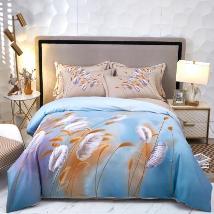 雲归梦2023新款13372全棉活性大版印花简约居家四件套 逸彩-兰