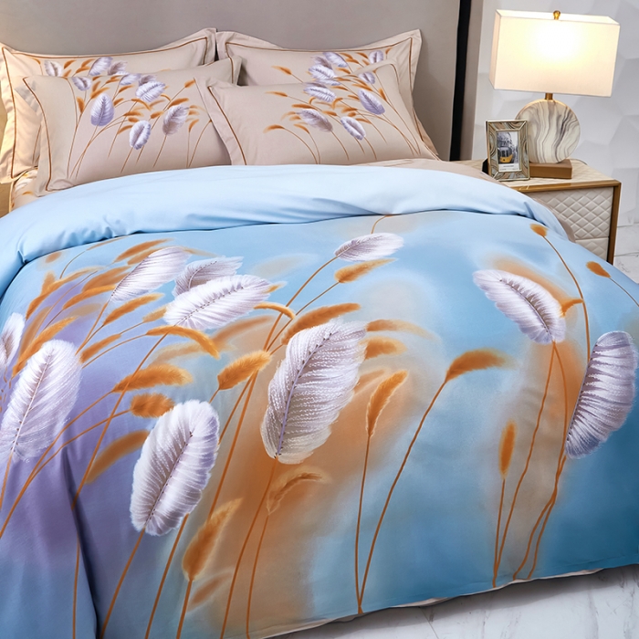 91家纺网 家纺一手货源 找家纺 雲归梦2023新款13372全棉活性大版印花简约居家四件套 逸彩-兰