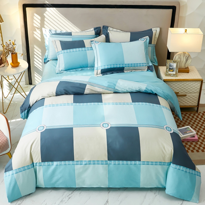 91家纺网 家纺一手货源 找家纺 雲归梦2023新款13372全棉活性大版印花简约居家四件套 永恒-兰