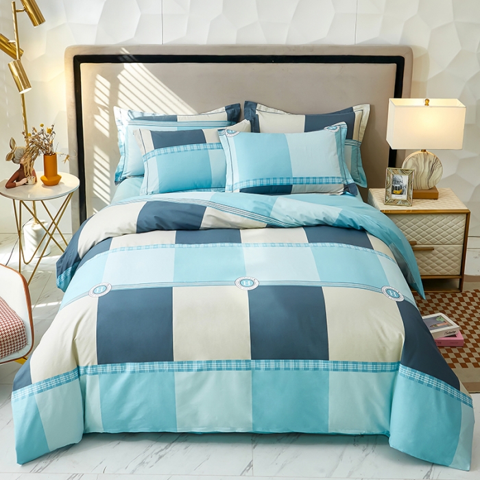 91家纺网 家纺一手货源 找家纺 雲归梦2023新款13372全棉活性大版印花简约居家四件套 永恒-兰