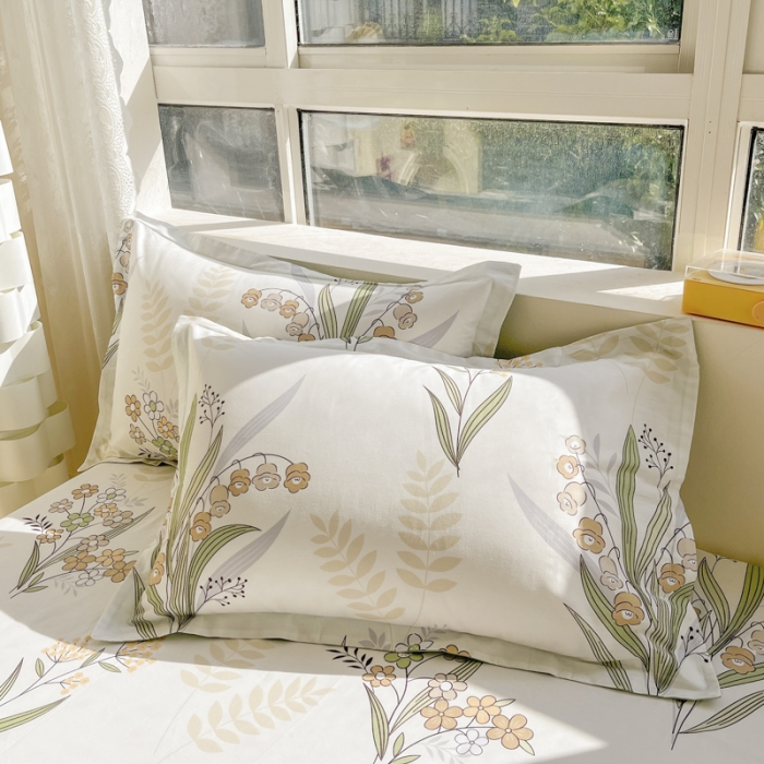 91家纺网 家纺一手货源 找家纺 菲梵 2025年新款喷气小清新全棉印花单品枕套铃兰花语