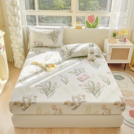 91家纺网 家纺一手货源 找家纺 总菲梵 2025年新款喷气小清新全棉印花单品床笠及三件套