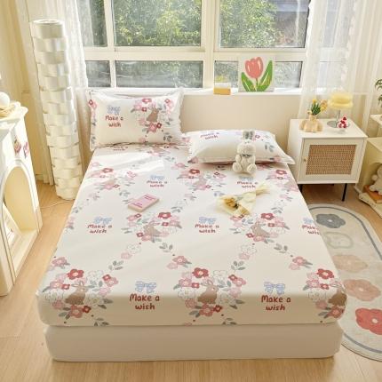 91家纺网 家纺一手货源 找家纺 总菲梵 2025年新款喷气小清新全棉印花单品床笠及三件套