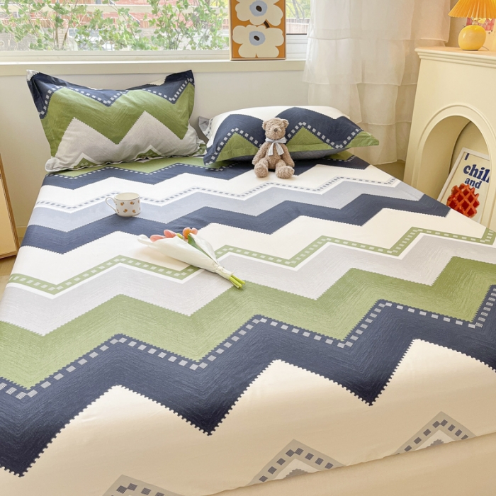 91家纺网 家纺一手货源 找家纺 菲梵 2025年新款喷气小清新全棉印花单品床笠及三件套莱赛尔