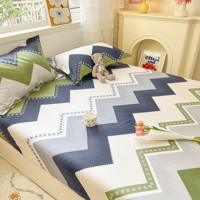 91家纺网 家纺一手货源 找家纺 菲梵 2025年新款喷气小清新全棉印花单品床笠及三件套莱赛尔