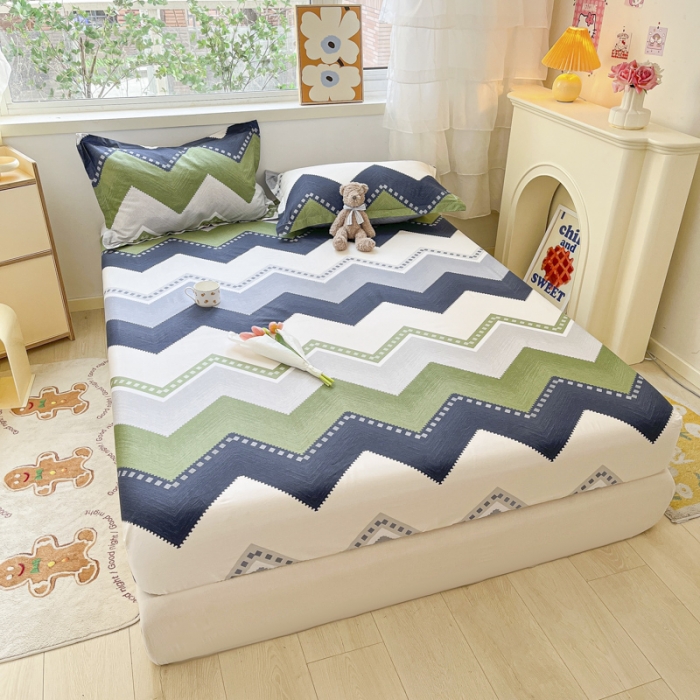 91家纺网 家纺一手货源 找家纺 菲梵 2025年新款喷气小清新全棉印花单品床笠及三件套莱赛尔