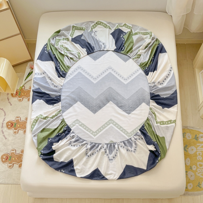 91家纺网 家纺一手货源 找家纺 菲梵 2025年新款喷气小清新全棉印花单品床笠及三件套莱赛尔