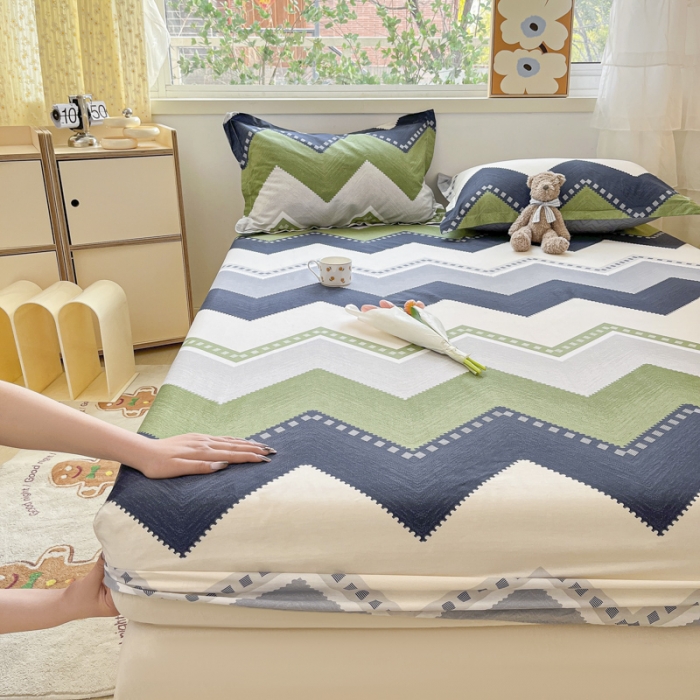 91家纺网 家纺一手货源 找家纺 菲梵 2025年新款喷气小清新全棉印花单品床笠及三件套莱赛尔