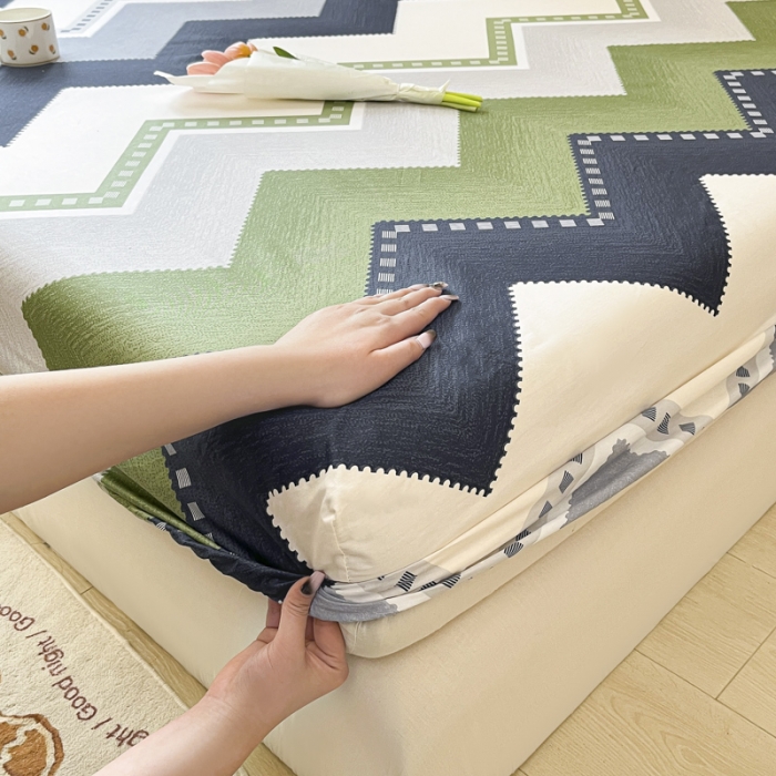 91家纺网 家纺一手货源 找家纺 菲梵 2025年新款喷气小清新全棉印花单品床笠及三件套莱赛尔