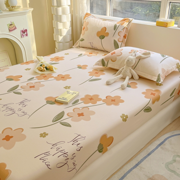 91家纺网 家纺一手货源 找家纺 菲梵 2025年新款喷气小清新全棉印花单品床笠及三件套夏日暖阳