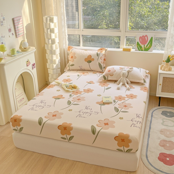 91家纺网 家纺一手货源 找家纺 菲梵 2025年新款喷气小清新全棉印花单品床笠及三件套夏日暖阳