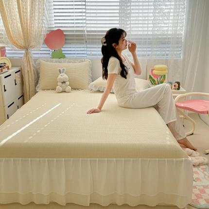 91家纺网 家纺一手货源 找家纺 （总）川悦生活2023新款雪纺极速凉感凉豆豆床裙凉席三件套