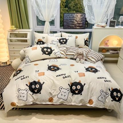 91家纺网 家纺一手货源 找家纺 HL原创 新款全棉小清新系列13070全棉40支四件套 小豆豆