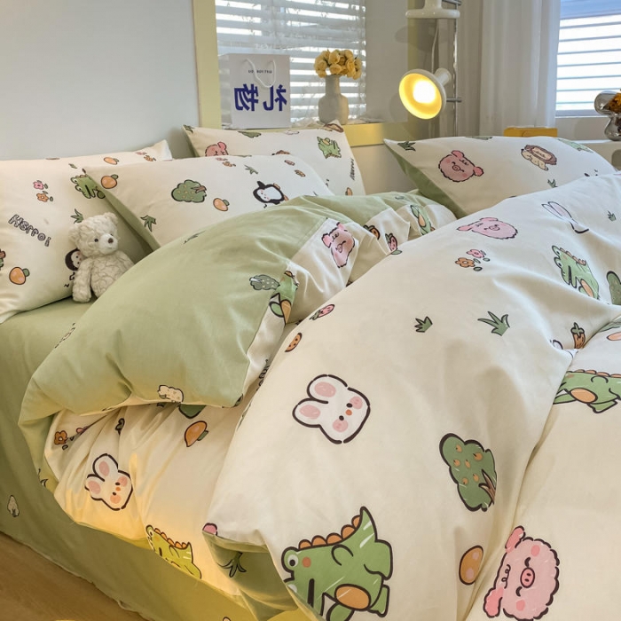 91家纺网 家纺一手货源 找家纺 金丝鸟家纺 2023新款舒适柔软双版全棉斜纹四季可用四件套 宠物园