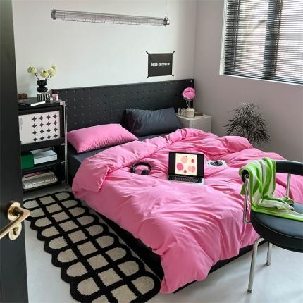 91家纺网 家纺一手货源 找家纺 蜜宿 2023新款小红书全棉水洗棉四件套 混搭-玫粉灰