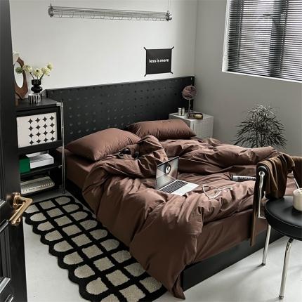 91家纺网 家纺一手货源 找家纺 蜜宿 2023新款小红书全棉水洗棉四件套 巧克力棕