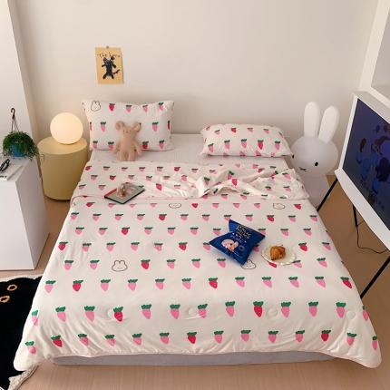 91家纺网 家纺一手货源 找家纺 星期八 2023新款卡通针织棉大豆夏被 萝卜兔